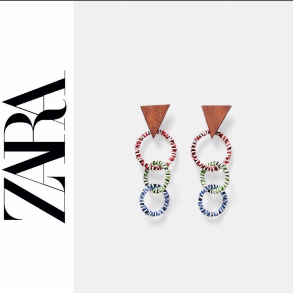 ZARA Geometric Wooden Triangle Earrings
